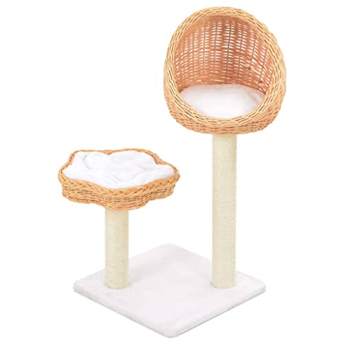 Árbol de gato, árbol de gato, árbol de gato con poste de rascado de sisal, madera de sauce natural, árbol de escalada para gatos, muebles para gatitos