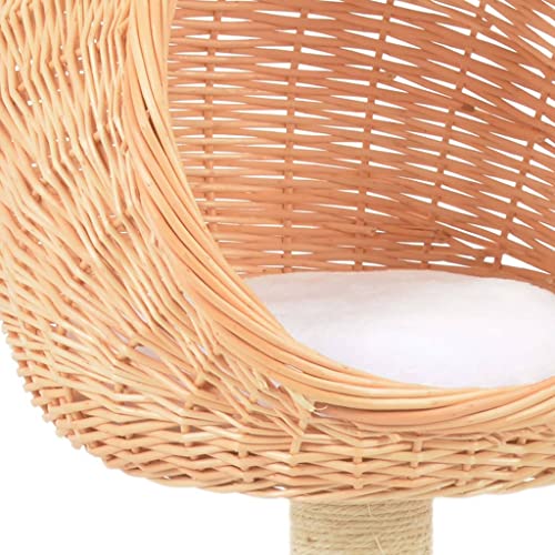 Árbol de gato, árbol de gato, árbol de gato con poste de rascado de sisal, madera de sauce natural, árbol de escalada para gatos, muebles para gatitos