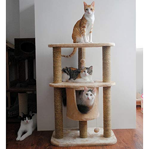 Árbol de gato Estructura de escalada de gato, tela de felpa Sisal Estructura de escalada de gato Gato Torre de árbol de arañazos Desgaste de la tabla de rayado de gato y resistencia de rayado (Beige)