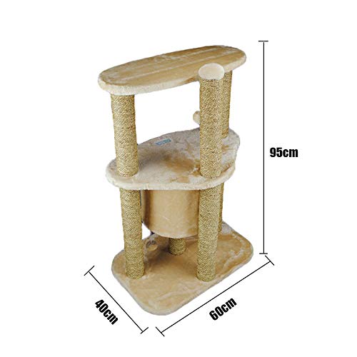 Árbol de gato Estructura de escalada de gato, tela de felpa Sisal Estructura de escalada de gato Gato Torre de árbol de arañazos Desgaste de la tabla de rayado de gato y resistencia de rayado (Beige)