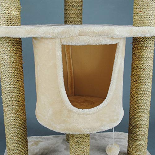 Árbol de gato Estructura de escalada de gato, tela de felpa Sisal Estructura de escalada de gato Gato Torre de árbol de arañazos Desgaste de la tabla de rayado de gato y resistencia de rayado (Beige)