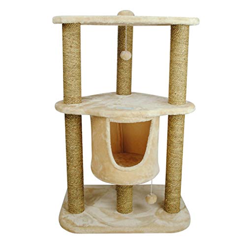 Árbol de gato Estructura de escalada de gato, tela de felpa Sisal Estructura de escalada de gato Gato Torre de árbol de arañazos Desgaste de la tabla de rayado de gato y resistencia de rayado (Beige)