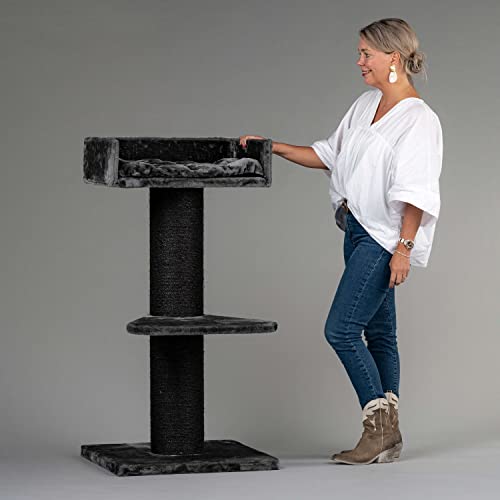 Árbol de Gato Maine Coon Lounge Blackline postes de sisal de 20 cm de diámetro. Rascador de Gato Arañar Poste Centro De Actividades para gatos grandes. Producción de calidad europea de RHRQuality