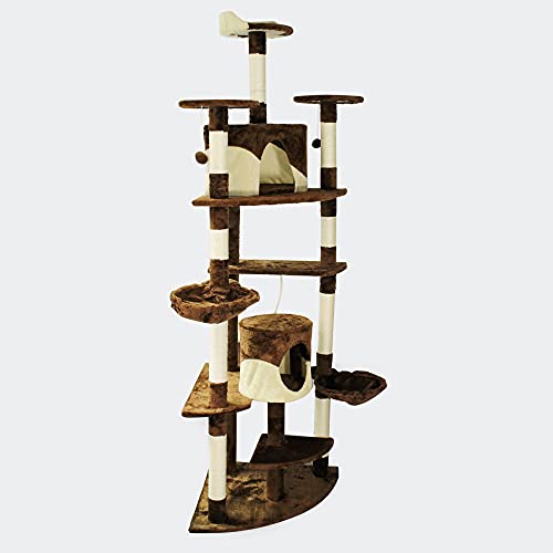 Árbol rascador para gatos de esquina 210cm Beis/marrón Accesorios mascotas Animales de compañía