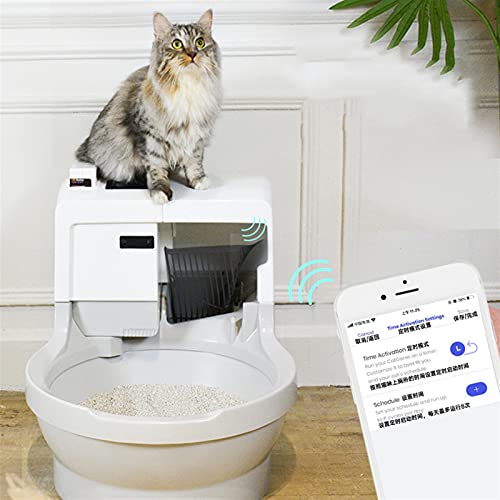 Arenero Gatos Auto-limpieza del gato Caja de arena segura / eliminación de olor / control de la aplicación Tres modos Automatic Cat Littler Box Aseo de gato de lujo para múltiples gatos Caja de Arena