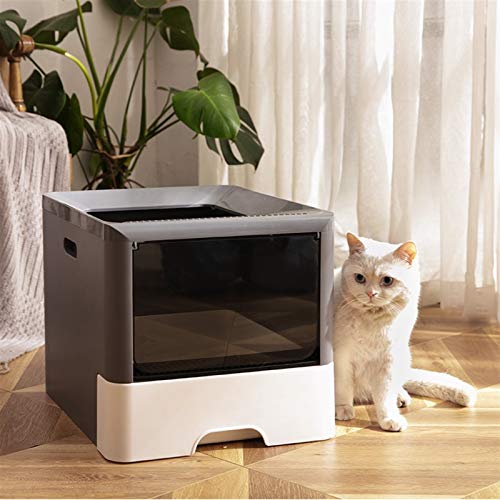 Arenero Gatos Detalle de engaño para mascotas asalto de asada de gato para gato ABS para el aseo de gato de plástico fácil limpio totalmente cerrado toile, caja de arena de gato de dos puertas Caja de