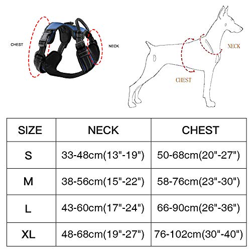 Arnés Antitirones de Perro Pequeño Mediano Grande Arnes Pecho Perros con Control de Manija y con Lineas Reflectantes, Ajustable Cómodo Acolchado Arnes Chaleco Perro para Adiesreamiento(Azul,M)