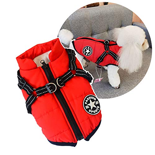 Arnés de invierno para perro, chaqueta para perro pequeño, para clima frío, acolchado para perros, para gatos, cachorros, perros pequeños