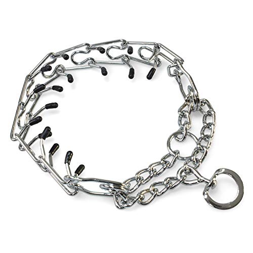 Arquivet Collar de castigo de metal y goma para perros con púas - Collar adiestramiento para perros - Collar metálico perros - Collar paseo perros - 55 cm/3,5 mm