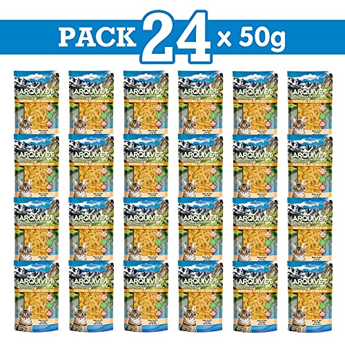 Arquivet Filetes de atún Pack 24 Unidades x 50 gr - Natural Cat Snacks, Snacks para Gatos 100% Naturales - Chuches, premios, golosinas y recompensas para felinos