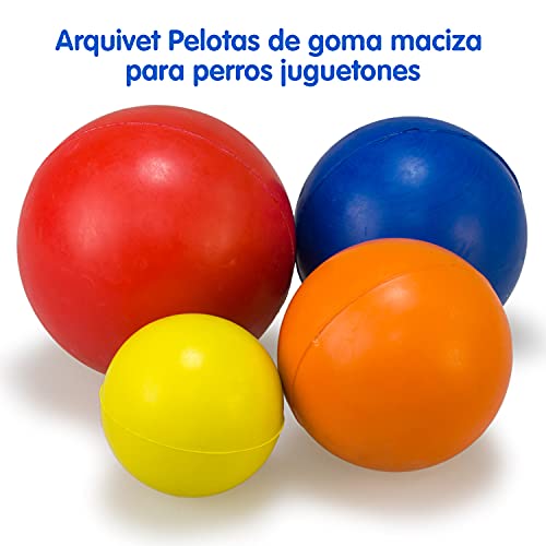 Arquivet Pelota Goma Maciza 9 cm - Juguetes y Accesorios para Perros - Entretenimiento y Ejercicio canino - Jugar con tu Mascota Mejora el vínculo afectivo, Rojo
