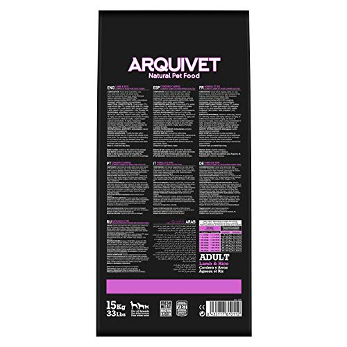 Arquivet Pienso Natural para Perros - Adult Cordero y Arroz - 15 kg