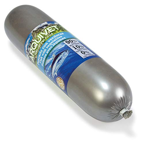 ARQUIVET Salchicha de Pescado con Verduras para Perros 500 gr - 90% de Pescado - Alimentación Canina - Sin Cereales ni Gluten - Alimento complementario a la Dieta a Base de pienso