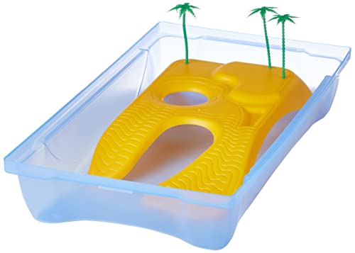 Arquivet Tortuguera Kleo - Acuaterrario Isla con Palmeras para Tortugas - Tortuguero de plástico - Tortuguero para casa y jardín - Tortugas Adultas y crías - 57 x 33 x 25 cm