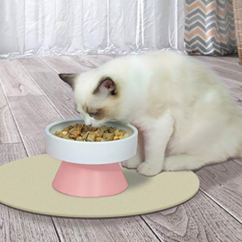 ARTMINZO Cuencos para Gatos, Protector de Cuello Elevado, Boca Ancha, Cuenco Redondo para Comida de Mascotas, Cuenco de protección de Columna Vertebral de cerámica