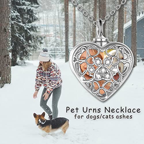 Ashes Jewellery para perro, gato, plata de ley S925, collar de urna de pata de mascota, para cenizas, corazón, foto, medallón, para mujeres, regalo conmemorativo de perro para niñas