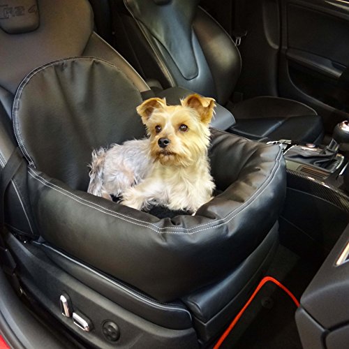 Asiento de coche de aspecto de piel para perro, gato o mascota, incluye correa flexible recomendada para Ford Mondeo V Hatchback