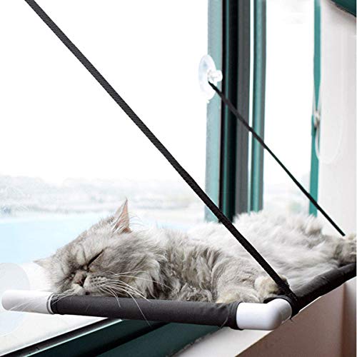 Asiento de ventana para el gato satisfecho Tumbona para gatos Hamaca de gatos Instalación de ventana Mirada del ratón Litera de ventana ventosas fuertes Ventana montada hamaca cama colgante