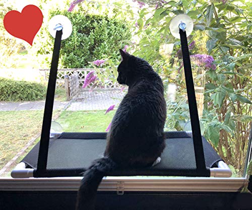 Asiento de ventana para el gato satisfecho Tumbona para gatos Hamaca de gatos Instalación de ventana Mirada del ratón Litera de ventana ventosas fuertes Ventana montada hamaca cama colgante