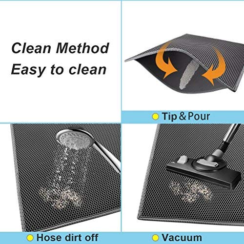 ASOBEAGE Estera de Arena de Doble Capa para Gato, Estera de Aterrizaje Impermeable Alfombra de Arena para Gato Fácil de Limpiar No tóxico(30 * 24 Inch,Gris)