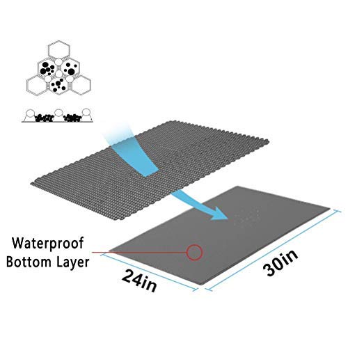 ASOBEAGE Estera de Arena de Doble Capa para Gato, Estera de Aterrizaje Impermeable Alfombra de Arena para Gato Fácil de Limpiar No tóxico(30 * 24 Inch,Gris)