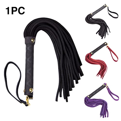 Astucia Deportes al aire libre, regalo de cosecha, cuero portátil, Cosplay, mango suave, látigo para montar a caballo, herramienta de entrenamiento, fiesta de carreras (Color : Purple, Size : 27cm)
