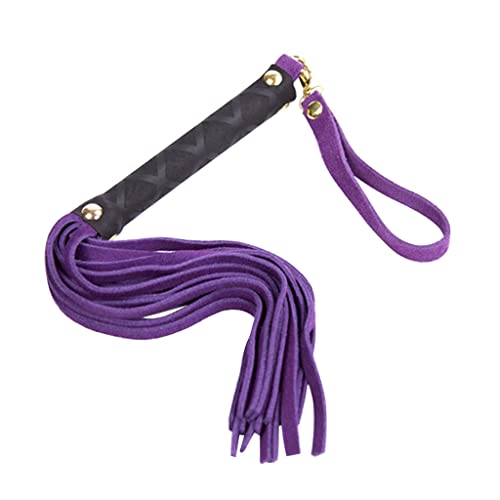 Astucia Deportes al aire libre, regalo de cosecha, cuero portátil, Cosplay, mango suave, látigo para montar a caballo, herramienta de entrenamiento, fiesta de carreras (Color : Purple, Size : 27cm)