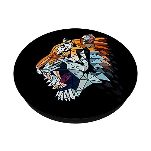 Ataque de gato grande felino tigre geométrico PopSockets PopGrip: Agarre intercambiable para Teléfonos y Tabletas