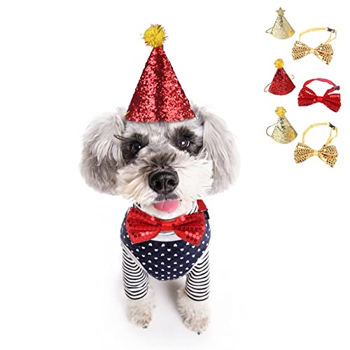 Atlojoys Disfraces navideños para Mascotas Pajarita y Gorro navideño para Perros para Gatos pequeños medianos Perros Mascotas Fiestas navideñas