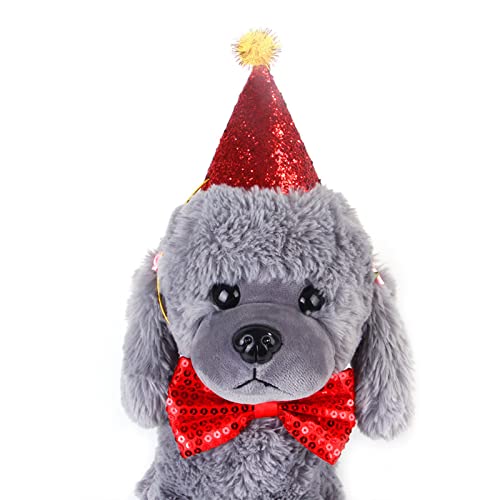 Atlojoys Disfraces navideños para Mascotas Pajarita y Gorro navideño para Perros para Gatos pequeños medianos Perros Mascotas Fiestas navideñas