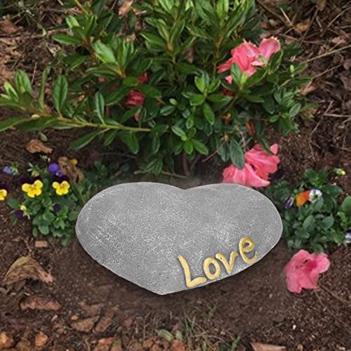 Atyhao Piedra Sepulcral Conmemorativa del Perro, Piedras Conmemorativas Resistentes a la Intemperie en Forma de Corazón para Césped para Patio Trasero para Jardín(Gris sésamo)