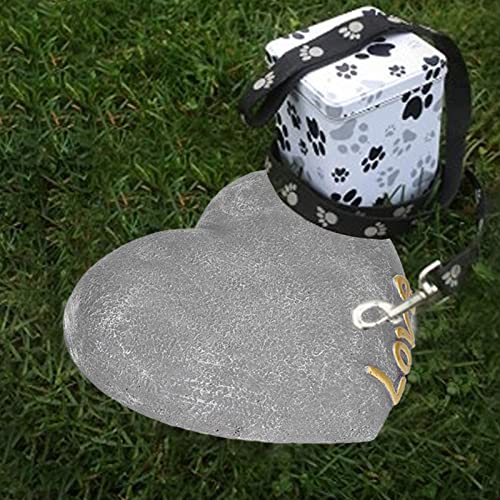 Atyhao Piedra Sepulcral Conmemorativa del Perro, Piedras Conmemorativas Resistentes a la Intemperie en Forma de Corazón para Césped para Patio Trasero para Jardín(Gris sésamo)