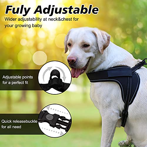 Auflosung Arnes Perro,Ajustable Arnes Perro Grande,Transpirable Arnes Perro Arnés,Tipo Chaleco para Perros Reflectante Arnes Perro Grande,Mediano PequeñO para CorrertamañO Paseo FáCil,Negro