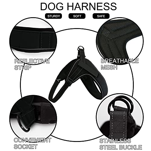 Auflosung Arnes Perro,Ajustable Arnes Perro Grande,Transpirable Arnes Perro Arnés,Tipo Chaleco para Perros Reflectante Arnes Perro Grande,Mediano PequeñO para CorrertamañO Paseo FáCil,Negro