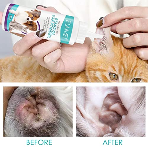 Augneveres Limpiador de oídos para Perros y Gatos - Polvo para oídos depilatorio para Perros Gatos | Cuidado de la Salud de Mascotas para la inflamación, Limpieza Diaria de Orejas propensas