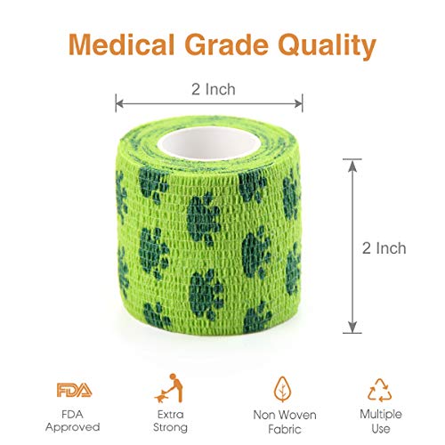 AUPCON Vendas Autoadhesivas cohesivas Cinta Vendaje auto adherentes Vendaje elástico no tejido para animales Deportes para mascotas Tobillo Y Esguinces (5cm 6 Roller Claw3)