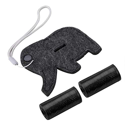 Autuncity Dispensador de Bolsas de Caca portátil, Soporte Duradero para Bolsas de Caca de Perro, paño de Fieltro de Dibujos Animados para Llevar Bolsas de Caca La mayoría de(Elephant)