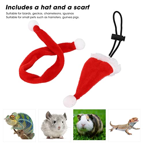 Autuncity Gorro Navideño de Lagarto, Kit de Gorro de Dragón Barbudo Navideño, Cómodo, Ajustable, Cálido para Gatear, Mascota para Lagarto