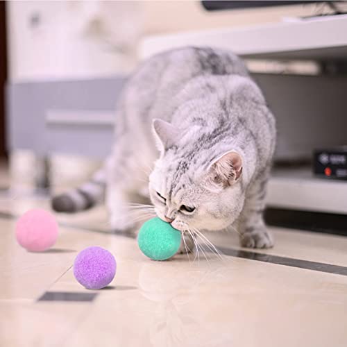 AvoDovA 20 Piezas Juguetes para Gatos, Juguete Interactivo Gato, 3 cm Pelotas de Juguete Blando, Coloridos Pompones Balls, Gato Juguete, Pelotas de Juguete, Bolas de Fieltro, Bolas Elástica de Gato