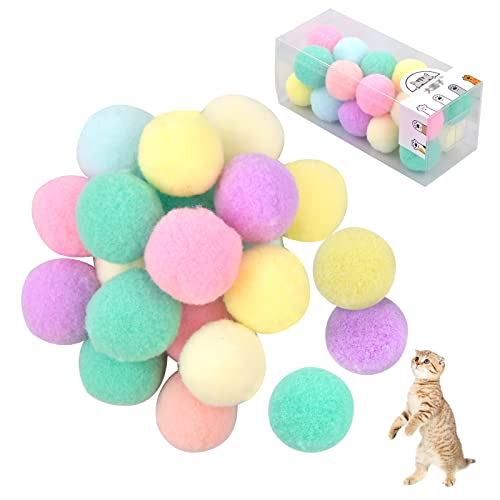 AvoDovA 20 Piezas Juguetes para Gatos, Juguete Interactivo Gato, 3 cm Pelotas de Juguete Blando, Coloridos Pompones Balls, Gato Juguete, Pelotas de Juguete, Bolas de Fieltro, Bolas Elástica de Gato
