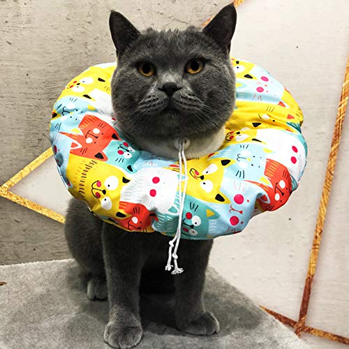 AvoDovA Collar de Recuperación para Mascotas, Collar Isabelino Gato Perro, Ajustable Collar de Protección para Mascotas, Collar de Gatito Gato Elizabeth, Collar Suave para Anti-mordida (S)