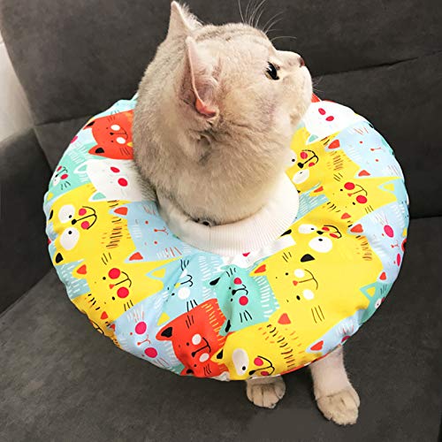 AvoDovA Collar de Recuperación para Mascotas, Collar Isabelino Gato Perro, Ajustable Collar de Protección para Mascotas, Collar de Gatito Gato Elizabeth, Collar Suave para Anti-mordida (S)