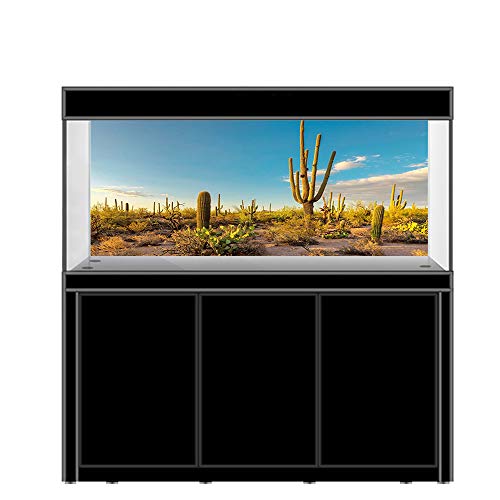 AWERT Fondo de vinilo duradero de 180 x 61 cm para terrario de sol y desierto con oasis de cactus y reptiles de hábitat (no adhesivo)