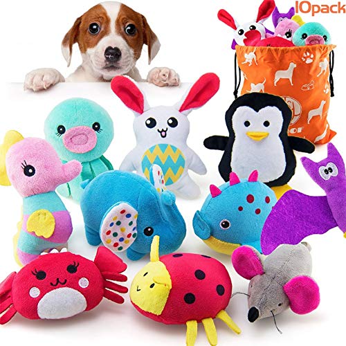 AWOOF 10 PCS Juguete para Perro Cute Juguetes Cachorro Juguetes Chirriantes para Perros Pequeños, Juguetes de Peluche para Perros con Sonido