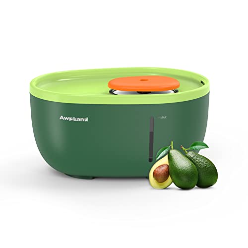 Awpland Fuente de agua para gatos de aguacate, fuente para gatos, ultra silenciosa, 2 L, fuente para perros, fuente para mascotas con 3 elementos filtrantes y 3 esponjas filtrantes
