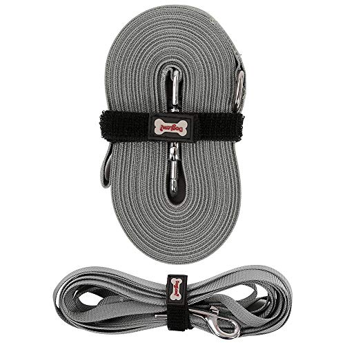 AYADA Correa Adiestramiento Perro Pequeño Mediano Grande, Correa Entrenamiento Perro de 10m de Largo, Nylon Dog Leash, Long Dog Lead Gris