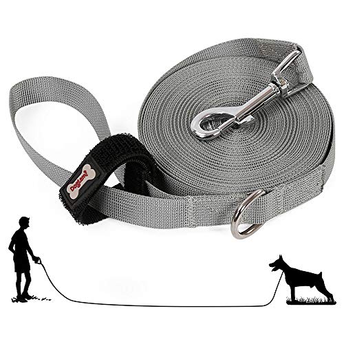 AYADA Correa Adiestramiento Perro Pequeño Mediano Grande, Correa Entrenamiento Perro de 10m de Largo, Nylon Dog Leash, Long Dog Lead Gris