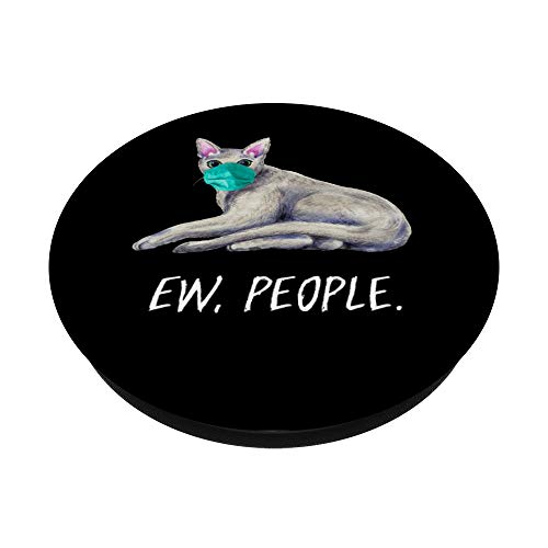 AZUL RUSO Gato Con Mascarilla Ew, People PopSockets PopGrip: Agarre intercambiable para Teléfonos y Tabletas