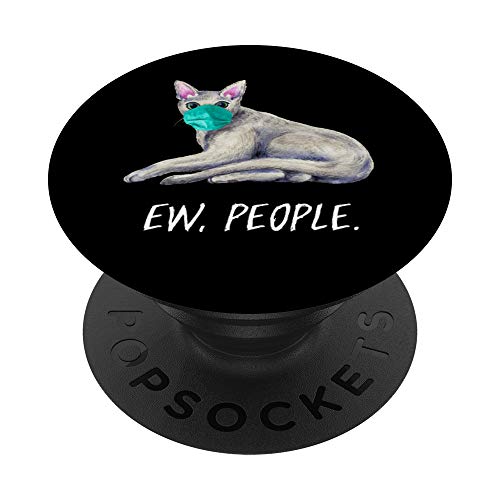 AZUL RUSO Gato Con Mascarilla Ew, People PopSockets PopGrip: Agarre intercambiable para Teléfonos y Tabletas