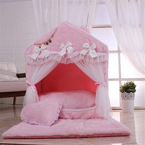 BABIFIS Casa de Perro Desmontable y Lavable casa del Animal doméstico Coreano casa del Animal doméstico del Oso de Peluche Cama de Princesa Linda B L